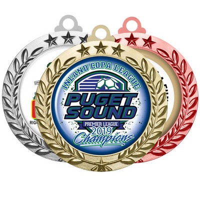 Digistock Medals - Laurel Wreath Border with Stars at Top & Bottom with 2" DIA Insert